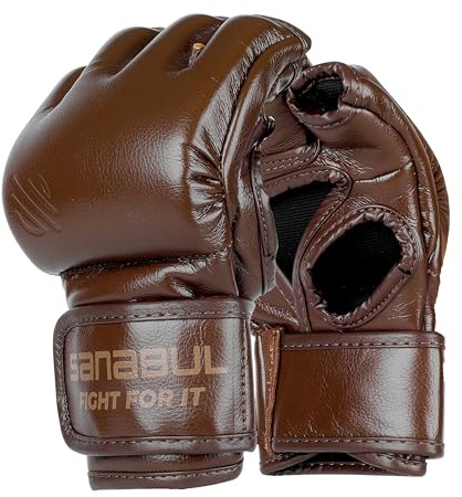 Sanabul Battle Forged 4oz MMA Gloves for Men & Women, Professional Fighting Boxing Muay Thai Kickboxing Gloves for Sparring Grappling and Training, Brown Small
