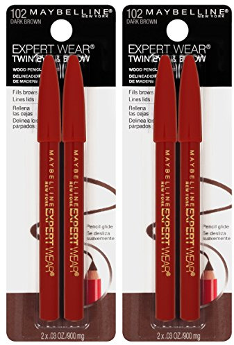 Maybelline New York Expert Wear Twin Brow & Eye Pencils Makeup, Dark Brown, , 2 Count (Pack of 2)