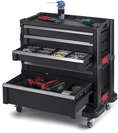Keter Werkzeugwagen mit 5 Schubladen, schwarz, 56,2 x 28,9 x 50,2 cm