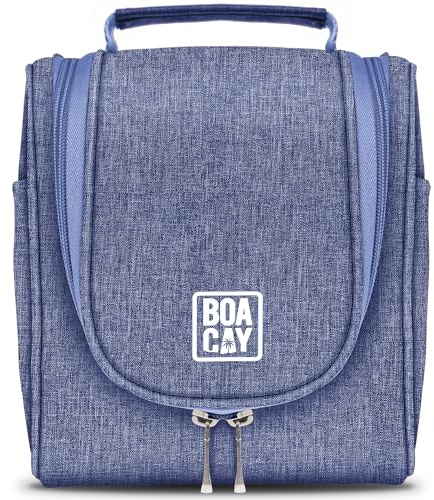 BOACAY Trousse de Toilette Femme, Homme, Enfant, Sac de Voyage Cosmétique à Suspendre, Vanity Souple et Pliable pour la Douche ou Maquillage