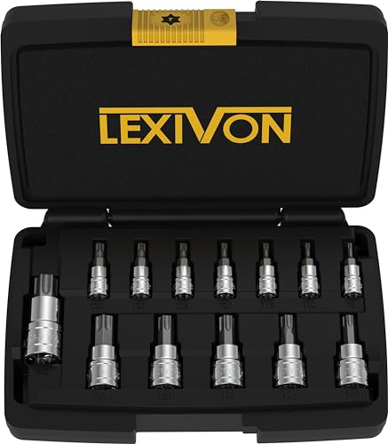 LEXIVON Torx Bit Socket Set, Premium S2 Alloy Steel | 13-Piece Star T8 - T60 Set | Enhanced Storage Case (LX-143)