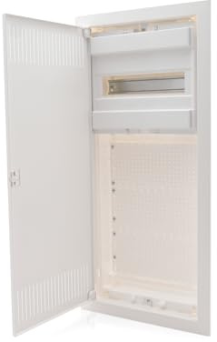 Intratec Multimediaverteiler & Sicherungskasten Kombi Unterputz, IP30, 717x346x92mm, 1-reihig, 12+2 Module, Stahltür weiß RAL 9003, Kommunikationsverteiler
