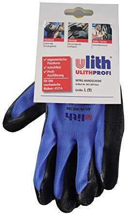 1 Paar ULITH® Montage-Feinstrickhandschuhe mit Nitril-Beschichtung - blau/schwarz - Größe 8