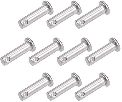 sourcing map 10 Stück Steckbolzen Splintstift Flachekopf Einloch Gabelkopfstifte Gelenkstift 6mm x 20mm aus Edelstahl 304