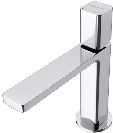 doporro Armatur Bad Wasserhahn Badezimmer Einhebelmischer Silber 19,6 cm | Waschbeckenarmatur eckig Waschtischarmatur Einlochmontage DIN-Anschluss WAO-7901