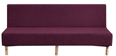 DZYP Sofabezug für 3-Sitzer, einfarbig, verdickt, wasserdicht, Stretch, Schonbezug für Klappsofas und Sofabetten, ohne Armlehnen, Burgunderrot