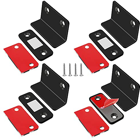 Magnetschnäpper Magnete für Schranktüren Jiayi 4 Stück L-Shaped Türmagnete Selbstklebend für Möbel Schrankmagnete Stark Magnetverschluss Schrank Schubladen Magnet Türschließer Möbelmagnete Schwarz