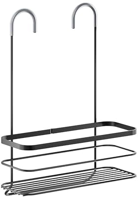 Metaltex ORIGIN LAVA - Cesta de Ducha con Ganchos para Colgar. Acabado TOUCHTHERM. Color Negro. 28 x 14 x 38 cm