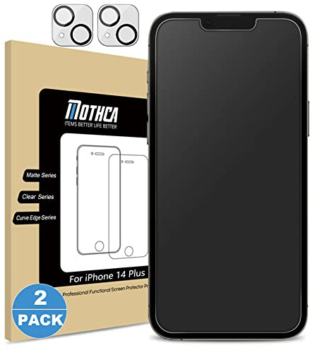 Mothca Matte Schutzfolie für iPhone 14 Plus, 2 Stück + 2 Kameraschutz | Matte Displayschutzfolie mit Montagerahmen, Anti-Glare Screen Protector, Nano-Ätztechnik, Anti-Fingerabdruck, 9H-Hartglas