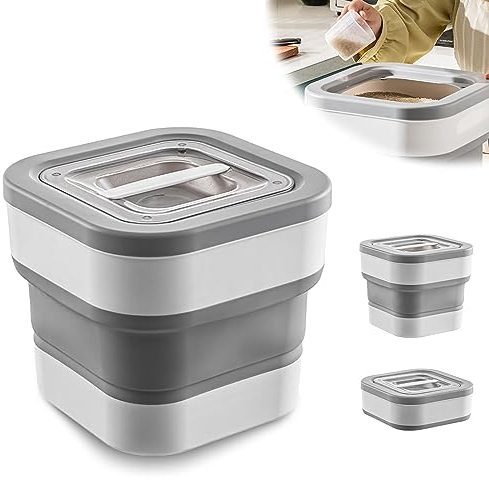 RoxNvm hundefutter aufbewahrung, Zusammenklappbarer futtertonne, 10L futterbox hund, Gut verschließbare tierfutterbehälter Kann Katzenfutter, Hundefutter, Tierfutter, Reis und Müsli