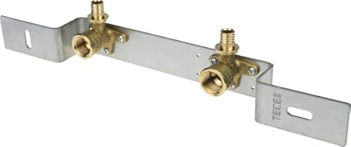 Tece 16/20/25/32 DVGW Messing Wandscheibe Winkel Kupplung T-Stuck (Montageeinheit für Waschtisch mit Wandscheiben 16 x RP 1/2 Standard Messing, 100/80mm (Nr.740114))