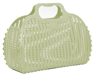 Ay-Kasa Die originale wiederverwendbare Einkaufstasche, faltbare und zusammenklappbare Korbtasche, Jelly Bag geeignet als Einkaufstasche/Strandtasche, wasserfest (S, Lime Cream)