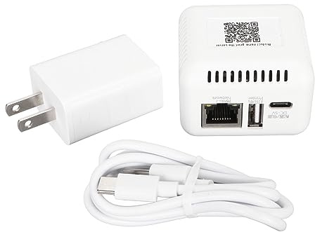 USB 2.0 Network Print Server, LAN Print Share Server for USB Printers Computer Print Server Adapter for or Later, for Android, for iOS (US Plug)