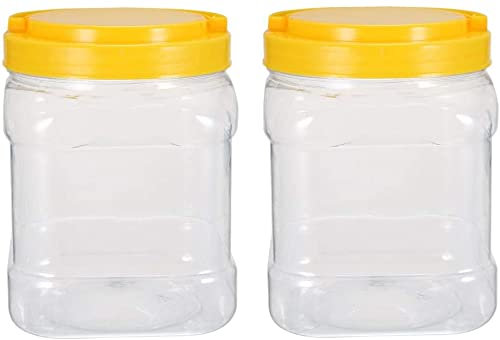 XYWHPGV Pots de stockage en plastique vides 1500ml PET Couvercles à visser Conteneur de miel scellé 2pcs(d68d1 8928e 3c7fa ea318 85fdb 95d53