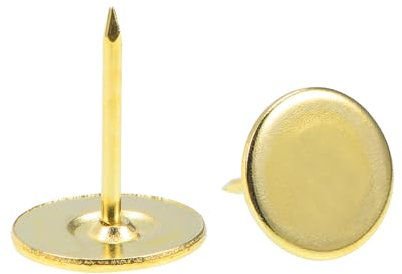 QUARKZMAN 30Pcs Clous de Tapissierie, Tête Plate de 16mmx20mm, Clous Décoratifs pour Meubles, Canapés, Têtes de Lit, Dorés