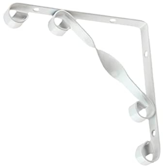 HEMOTON 2pcs Shelf Heavy Duty Wall Shelves Metal Shelving Shelves for Kitchen Cabinets Mini Barometer Aluminium Pitcher Wall Hanging Hooks Wall Mount L Corner White Bracket Scroll Wheel