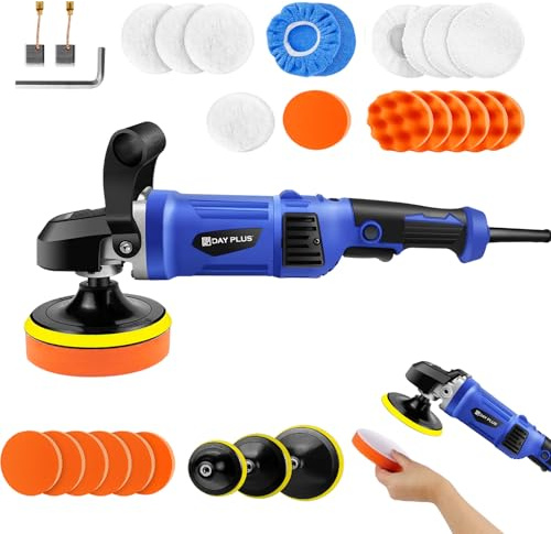 Car Polishers and Buffers, Corded Car Polisher, 1400W 150mm 180mm Rotary Polishing Machine, Electric Buffer Polishing Waxing Machine, 6 Variable Speeds, Car Detailing Kit with Polishing Sponge Set