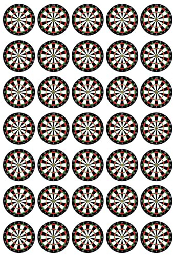 35 x Dartboard Edible Wafer or Icing Cupcake Toppers Fun Darts Themed Party Cake Decorations Perfect For Brownies Cookies Muffins & More! (Premium Icing Sheet)