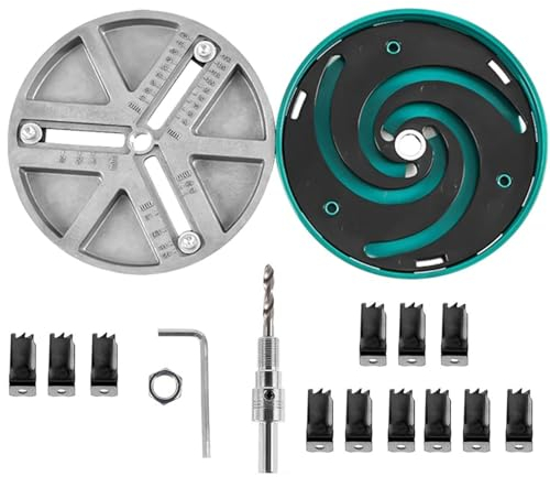 Candeon Regolabile Sega a Tazza, 45-130mm Frese a Tazza Fresa Circolare Regolabile, Seghe a Tazza Adjustable Hole Saw Con 12 Lame Strumento per Legno, Metallo, Cartongesso, Plastica, Compensato