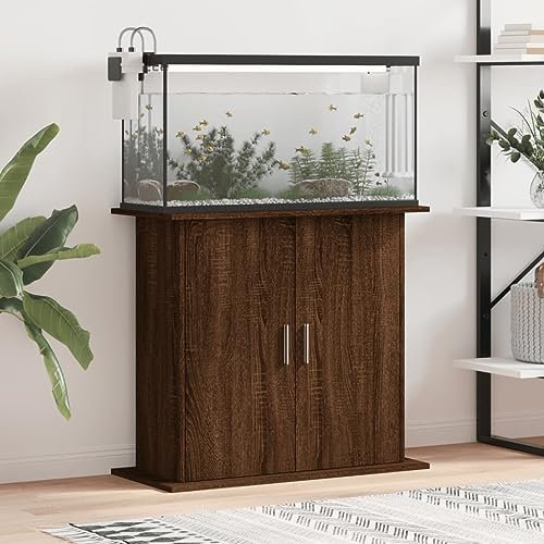 Rantry Aquariumständer Aquarium Unterschrank Aquarien Schrank, Aquarium Tisch Aquariumschrank mit Stabiler Oberplatte, für Sicheren Stand Braun Eichen-Optik 81x36x73 cm Holzwerkstoff