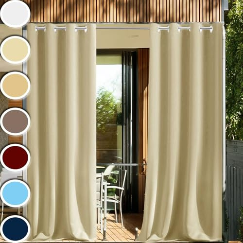 HUAXIQUE Tende da Sole per Esterno Impermeabili Con Occhielli Termiche Protezione Solare Oscurante Tenda Impermeabile Esterno Per Gazebo Porta Giardino Balcone Pergola Beige 130x230cm