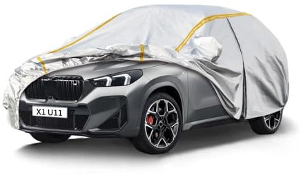 Autoabdeckung Wasserdicht für BMW X1 U11 SUV(2022),Vollgarage Autoplane für Regen Sonne Staub Schutz Schneeschutz,Winter Sommer Auto Abdeckplane Outdoor Atmungsaktiv