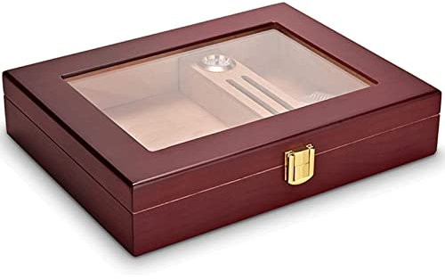 WOYZDQ Geschenk Klavierlack-Zigarrenkiste, Zedernholz-Zigarren-Humidor mit Luftbefeuchter, guter luftdichter Humidor, tolles Geschenk für Männer Zigarren Humidore