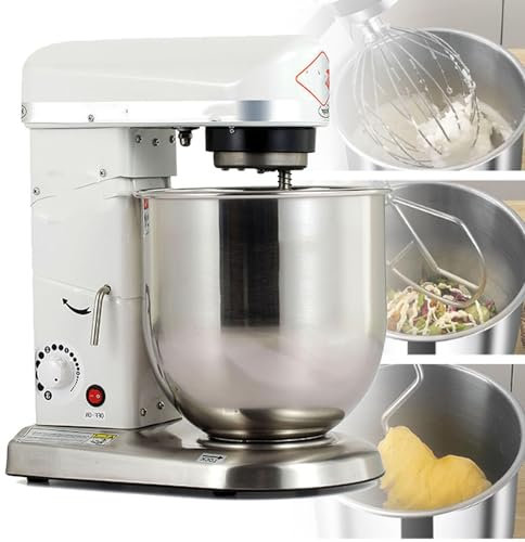 Impastatrice planetaria, impastatrice elettrica a spirale da banco da 10 litri con 3 velocità e ciotola da 24 cm, gancio for impastare, frusta, sbattitore, ideale for l'uso in panetteria.(White)