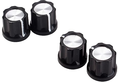 BESTonZON 4 Stück D-förmige Aluminium Potiknöpfe für Bassgitarren Silber Schwarze Bassregler Ersatzknöpfe Leichtes Gitarrenzubehör für Instrumentenpotentiometer
