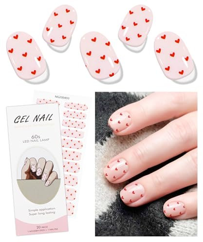 JMEOWIO Nagelfolie Rotes Herz Zum Valentinstag Gel Nail Nagelfolien Selbstklebend Nagelsticker Uv Härtend Dekoration Nageldesign Zubehör