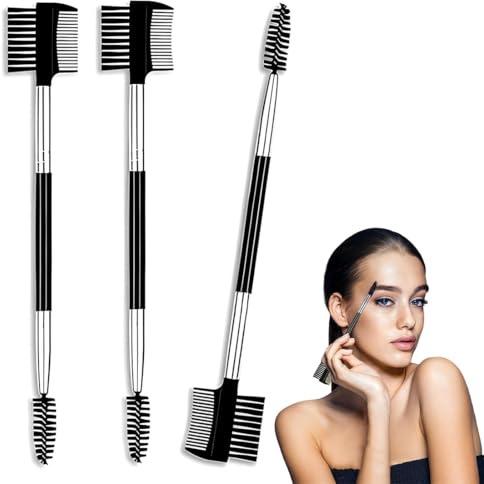 MEXRUMI 3Pcs Cepillo De Cejas, Peine De Pestañas De Doble Extremo, Cepillo De Pestañas 2 En 1, Cepillo De Cejas Doble Peine De Doble Cabezal Herramientas Profesionales De Maquillaje De Ojos