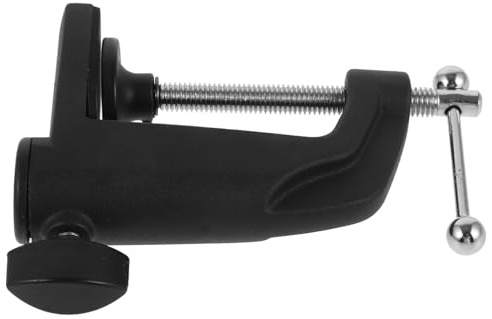 Tischhalterung für Mikrofonarmstativ mit Verstellbarer Schraube | Aluminium und Eisen, Armöffnung 1, 2cm, für Tischplatten bis 5cm in Schwarz