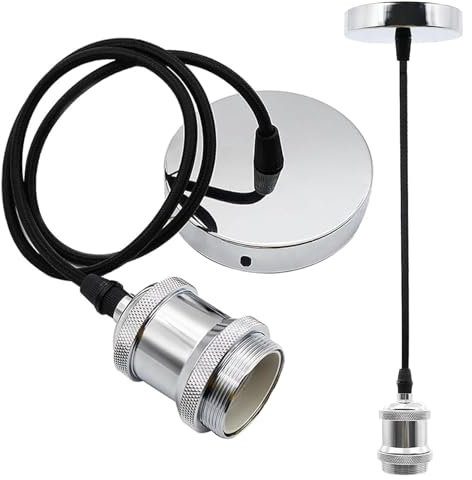 SEMINISMAR Douille E27 Avec Interrupteur,Suspension E27 Avec Anneau à Vis,﻿e27 Porte Lampe Suspension,Douille Avec Interrupteur,Compatible Avec Abat-Jour,Pour Salon,Cuisine,Chambre,1 Piece