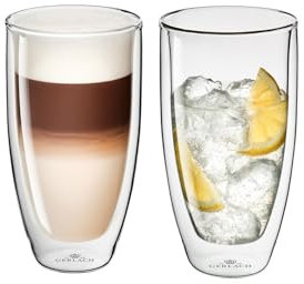 Gerlach 1760 Lot de 2 verres isothermes à double paroi 350 ml - Verres à café, à thé, latte macchiato