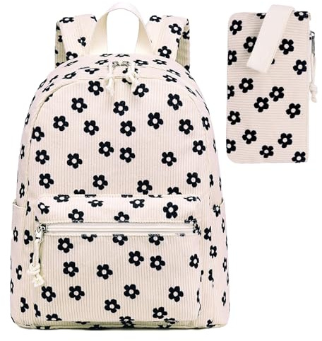 LEDAOU Mochila pequeña para mujer, minimochila, monedero, para niñas, adolescentes, niños, escuela, viajes, bolso de hombro, juego de mochilas de 2 piezas para mujer, Flores Negras
