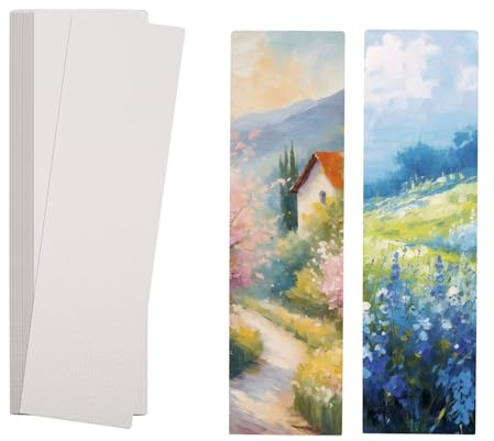 50 Stück Blanko Lesezeichen Aquarellpapier 300g, Postkarten Blanko,Zum Malen für DIY Lesezeichen Postkarten und Grußkarten,20 x 5 cm