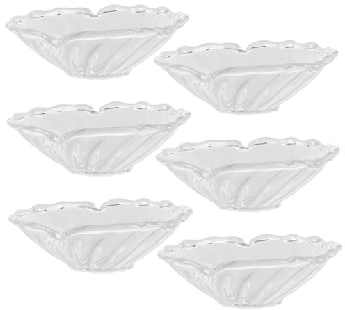 EXAOMBLE 6pcs Glass Fluted Candle Drip Catcher Plate Wax Protector for Candlesticks