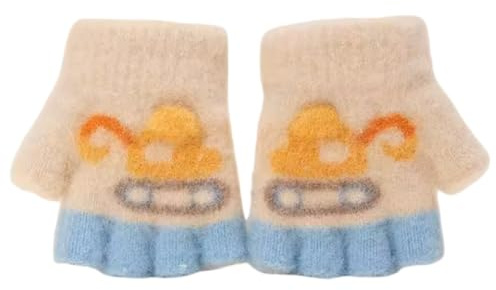 Toddler Fingerless Gloves Winter Warm Knitted Half Finger Mitten for Baby Boy Girl