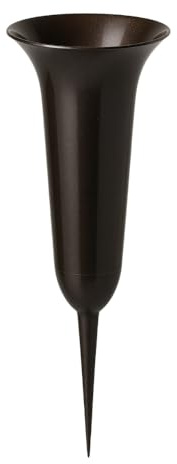 Vase mit Erdspieß zum Stecken Steckvase Grabvase schwarz für Friedhof für künstliche und lebende Blumen (40cm)
