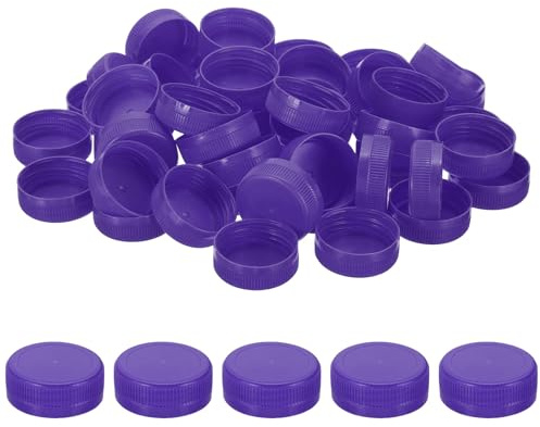 PATIKIL 38mm/1.5 Inner Plastic Bottle Cap, 100Pcs Replacement Screw Bottle Cap Storage Jug Lids for Craft DIY Juice Water Milk, Dark Purple