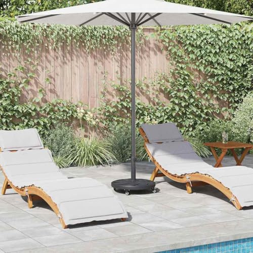 Teenpull Pied de parasol noir pour jardin, terrasses, mât de 38 à 48 mm de diamètre, pied de parasol d'extérieur robuste avec roulettes, support de parasol lourd en fer polyéthylène béton