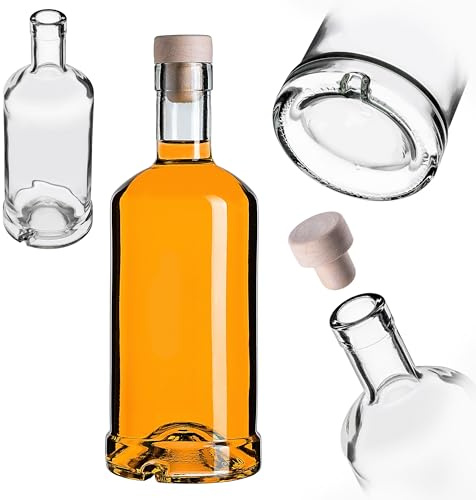 KADAX Glasflaskor med kork, 500 ml, 1 st, tomma flaskor för att fylla likör och vin, vinflaskor, likörflaskor av glas, snapsflaskor
