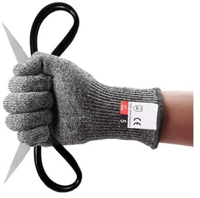 AYJYZHIAG Guantes de seguridad anticortes nivel 5, guantes alta resistencia for industria, cocina, jardinería, antiarañazos, corte vidrio, multiusos(White 1 Pair,M 22CM)