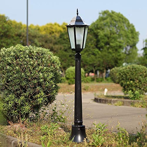 Post Lights Outdoor Lamp Post Lights Outdoor, European Antique Waterproof Glass Lantern Column Lamp Traditional Victoria Retro Villa Garden Lawn Pole Street Light Park External Landscape Floor Li