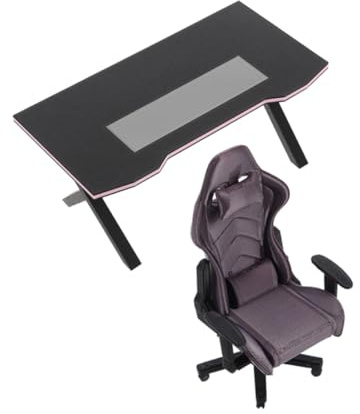 NUOBESTY Miniatur Gaming Möbelset 1:12 E-Sport Tisch und Stuhl für Puppenhaus Dekoration und Bastelprojekte