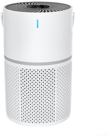 HEBEOT Purificador de aire con HEPA de tres capas y filtro de carbón activado, ruido ultrabajo de 22 a 48 dB, liberación de iones negativos, control de pantalla táctil, cuatro ajustes de temporizador