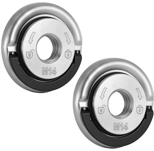 2 PCS Angle Grinder Attachments M-14 Angle Grinder Flange Nut Thread Flange Nut 45mm Alloy Steel Replacement Fast Locking Retaining Flange-Nut, Self Locking Quick Release Pressure Plate Fastener