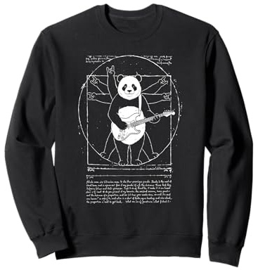 Vitruvian Rock Panda, Leonard de Vinci, Art, Music, Fun Sweatshirt