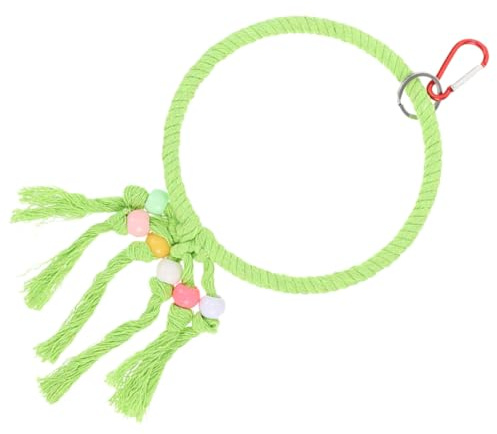 Cabilock Columpio Grande para Pájaros de Cuerda de Algodón Verde, Juguete de Jaula para Periquitos y Loros, Anillo Colgante Multifuncional para Ejercicio y Entretenimiento de Aves Pequeñas