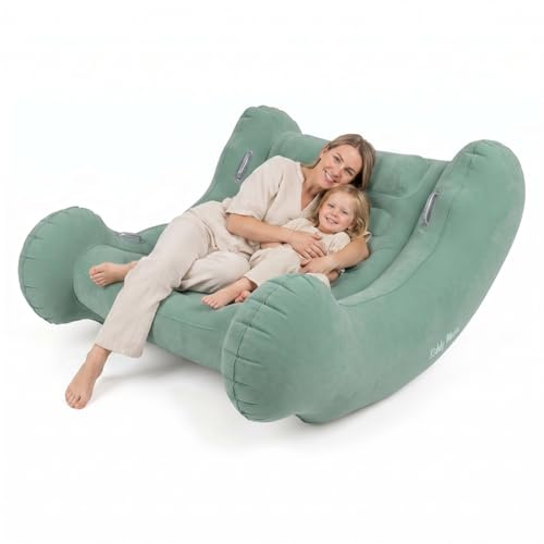 KiddyMoon Sedia Da Giardino Gonfiabile Per Uso Interno Ed Esterno Con Pompa, Salvia,L